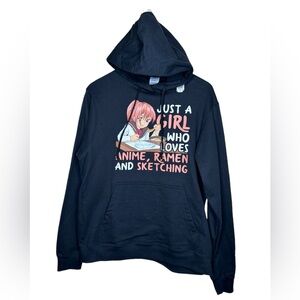Just a girl who loves anime ramen and sketching hoodie Jacket size Medium